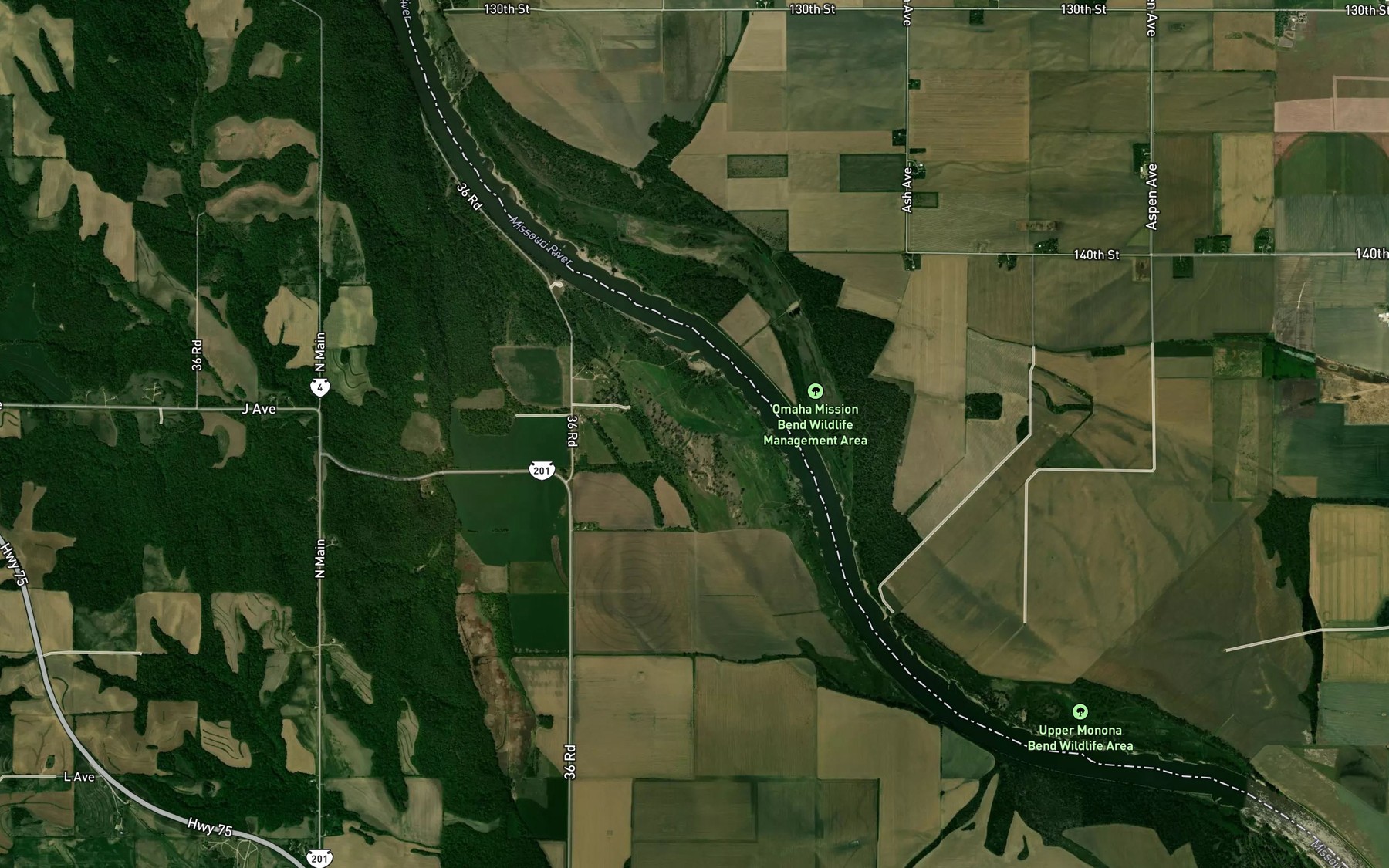 Satellite map of the Horsehead Creek