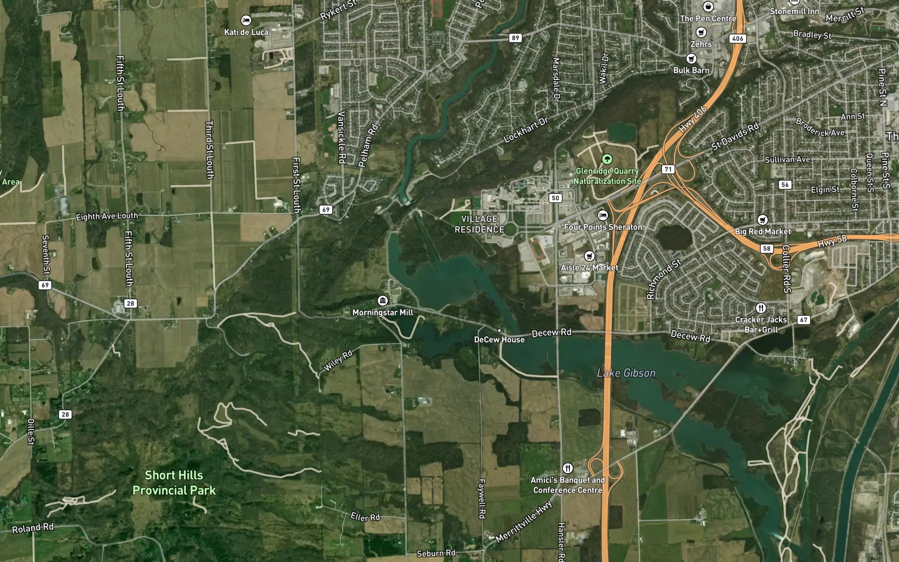 Satellite map of the Lake Moodie