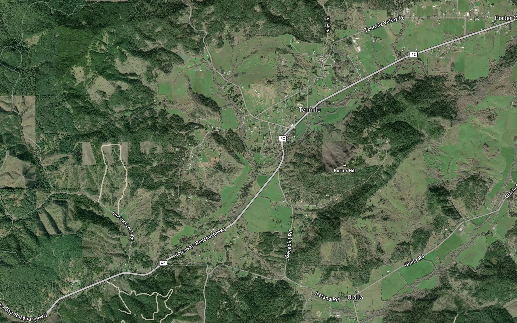 Satellite map of the Shields Creek