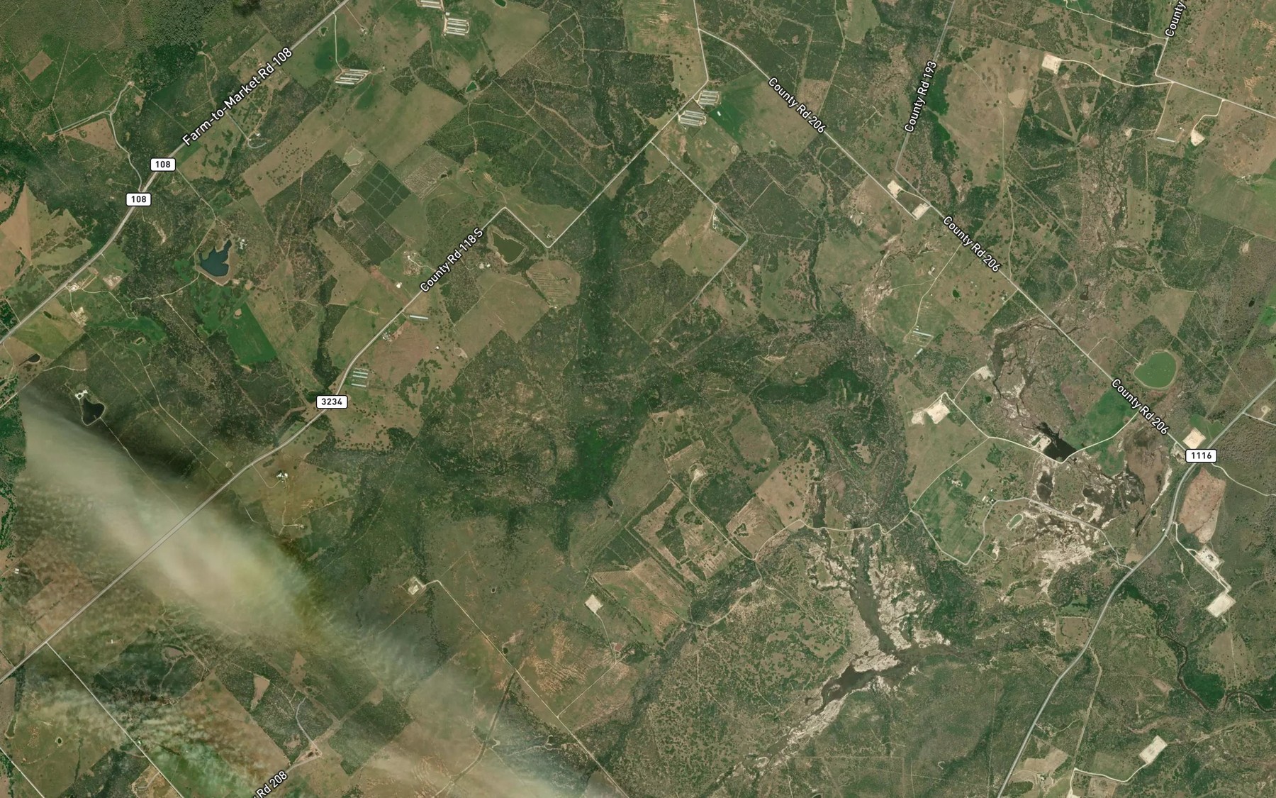 Satellite map of the Brushy Creek