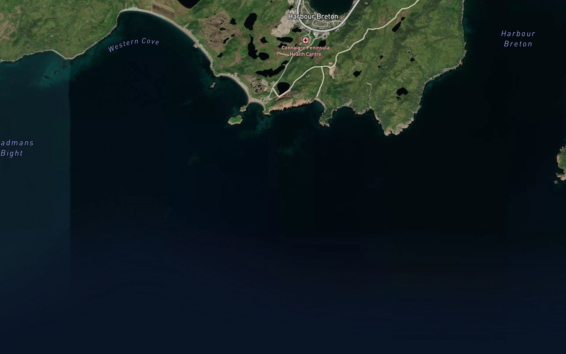 Satellite map of the Chappie Cove