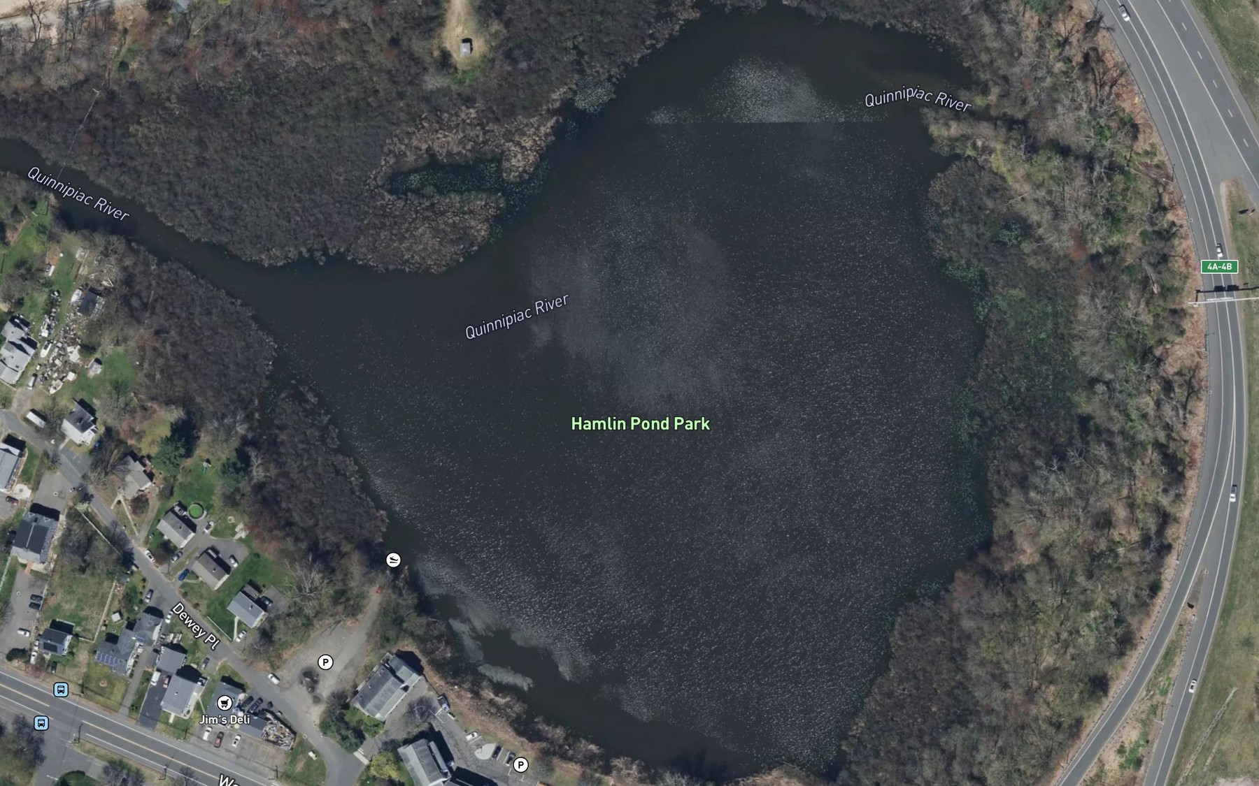 Satellite map of the Hamlin Pond