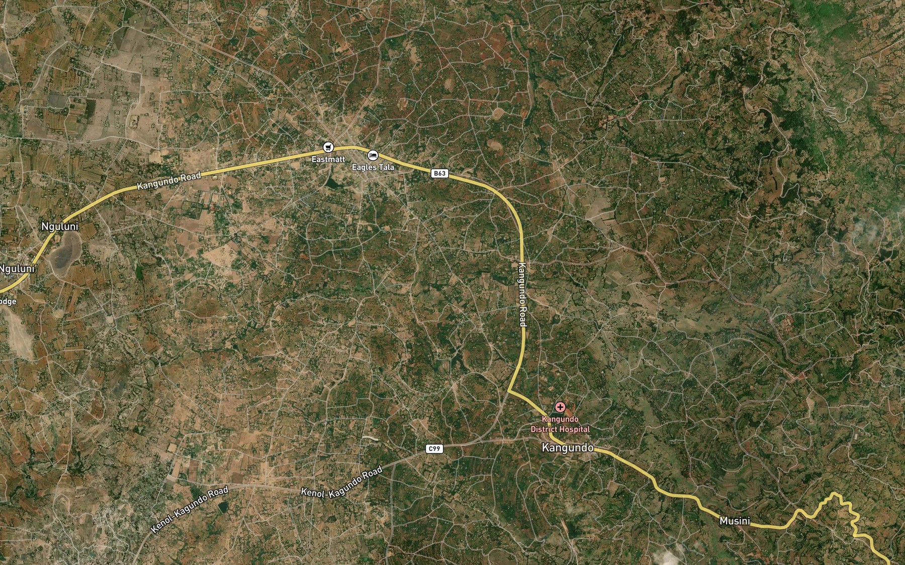 Satellite map of the Kwanga Dam
