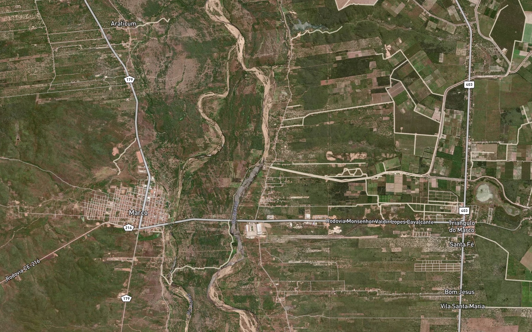 Satellite map of the Canal de Irrigacao-Perimetro Irrigado Baixo Acarau