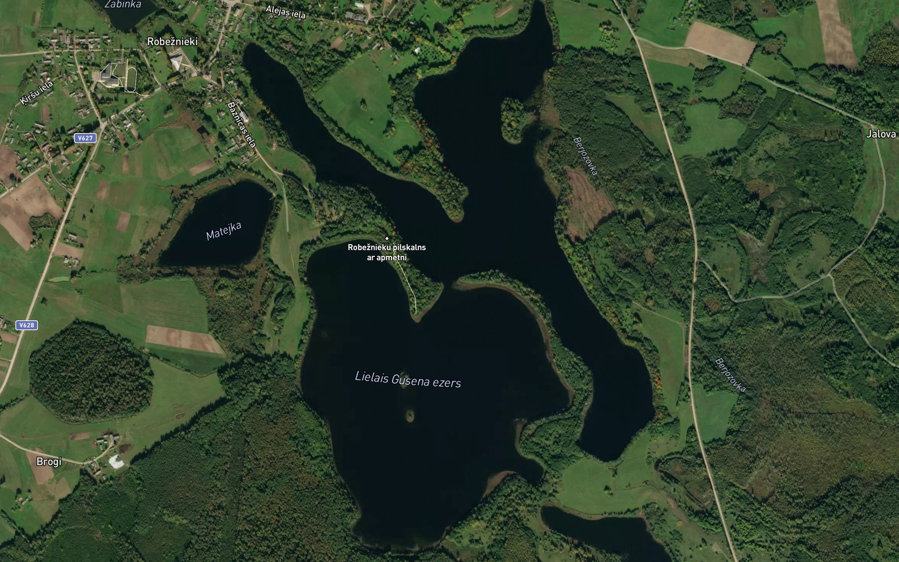 Satellite map of the Lielais Gusena Ezers