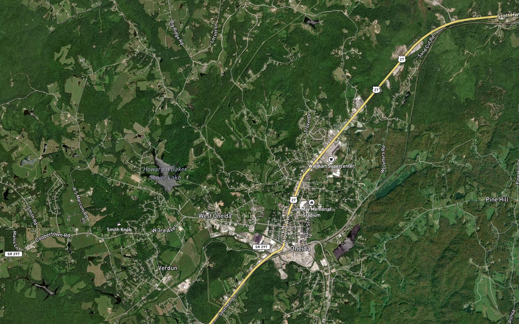 Satellite map of the Pine Creek