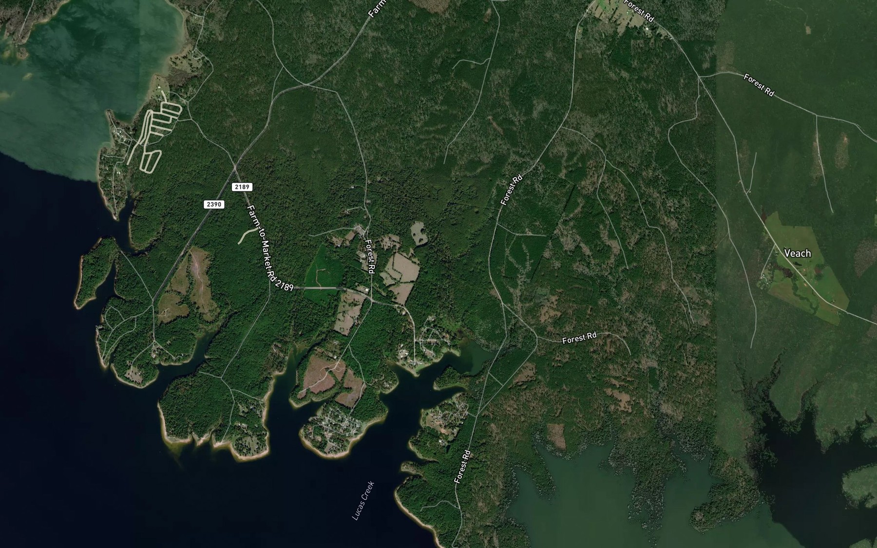 Satellite map of the Lucas Creek