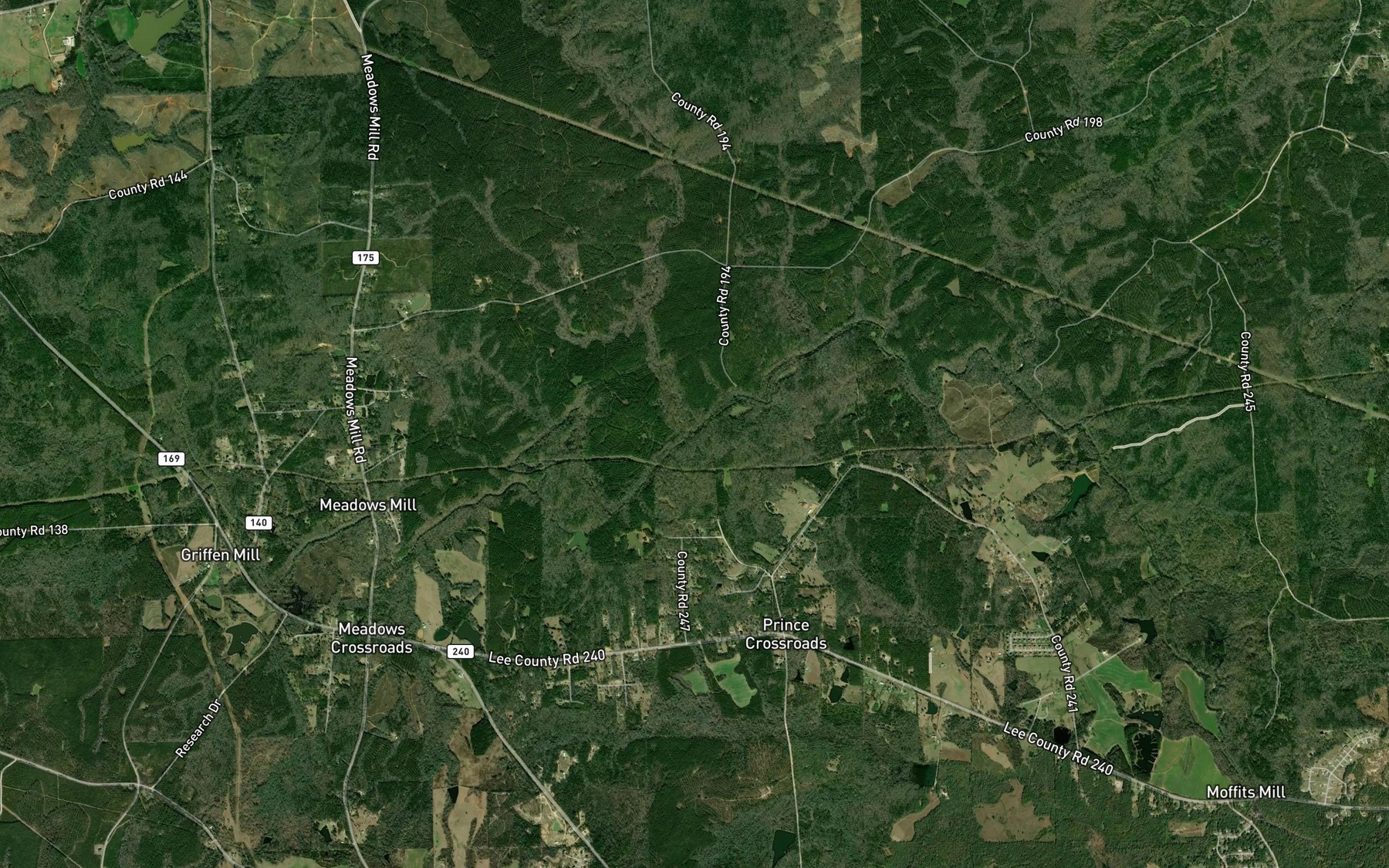 Satellite map of the Sturkie Creek