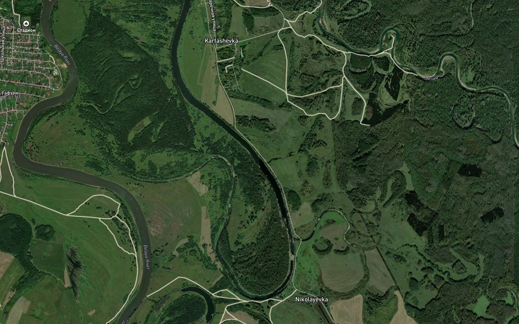 Satellite map of the Ozero Staritsa