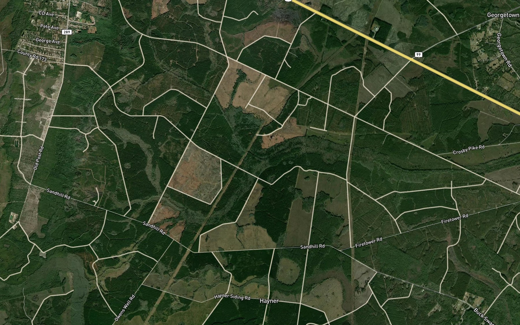 Satellite map of the North Prong College Creek