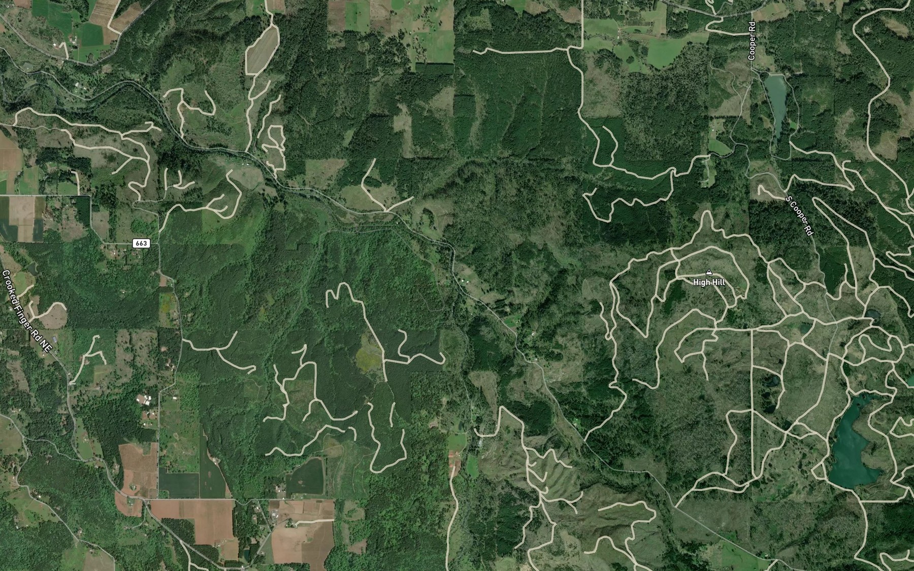 Satellite map of the Coal Creek