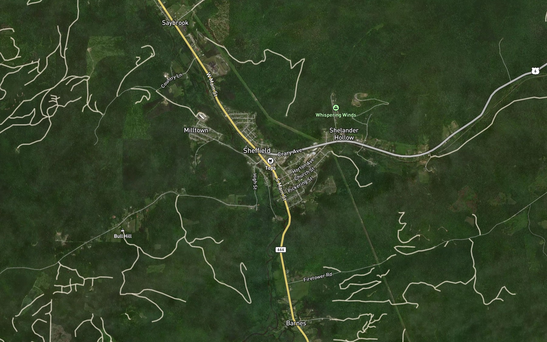 Satellite map of the Twomile Run