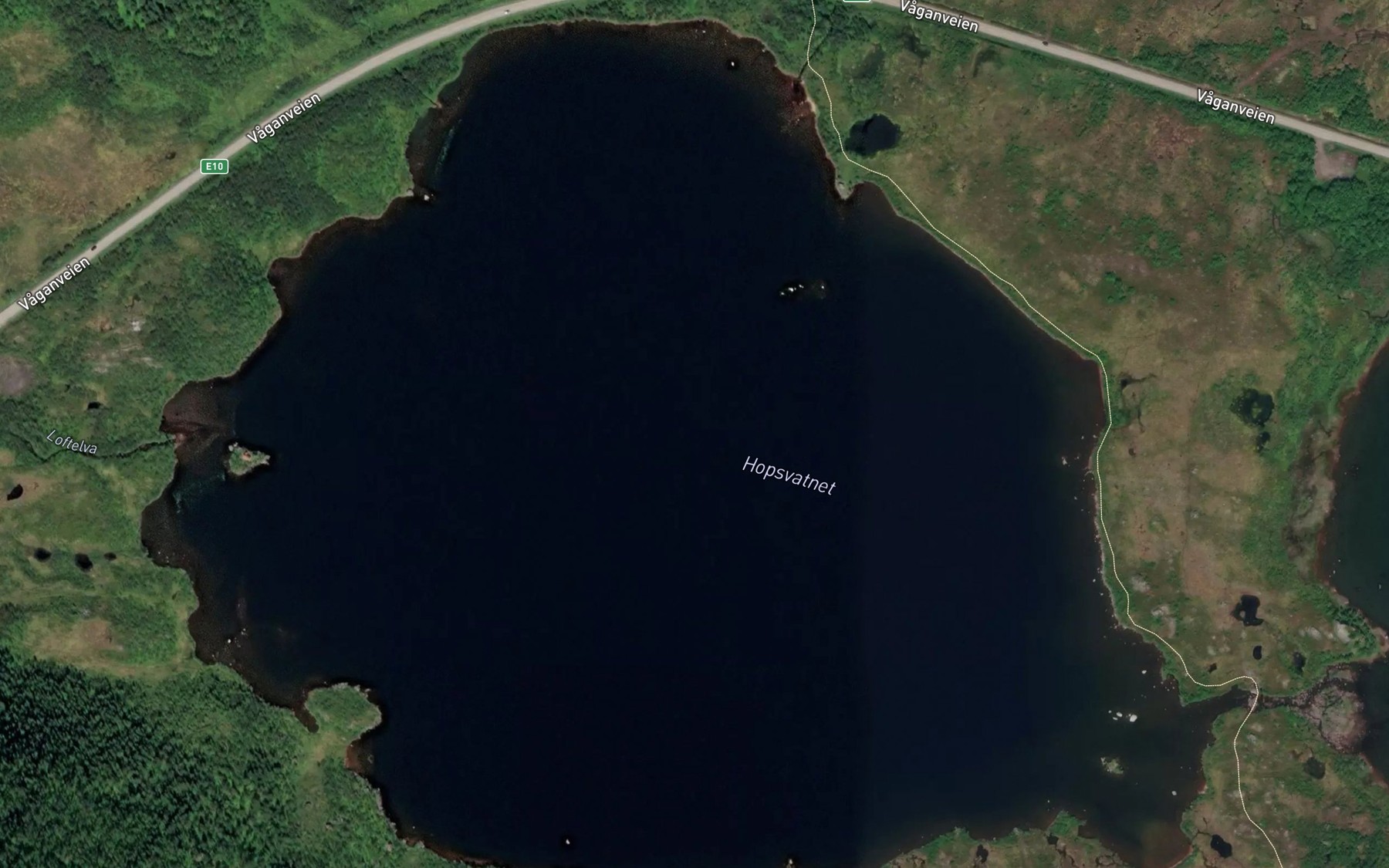 Satellite map of the Hopsvatnet