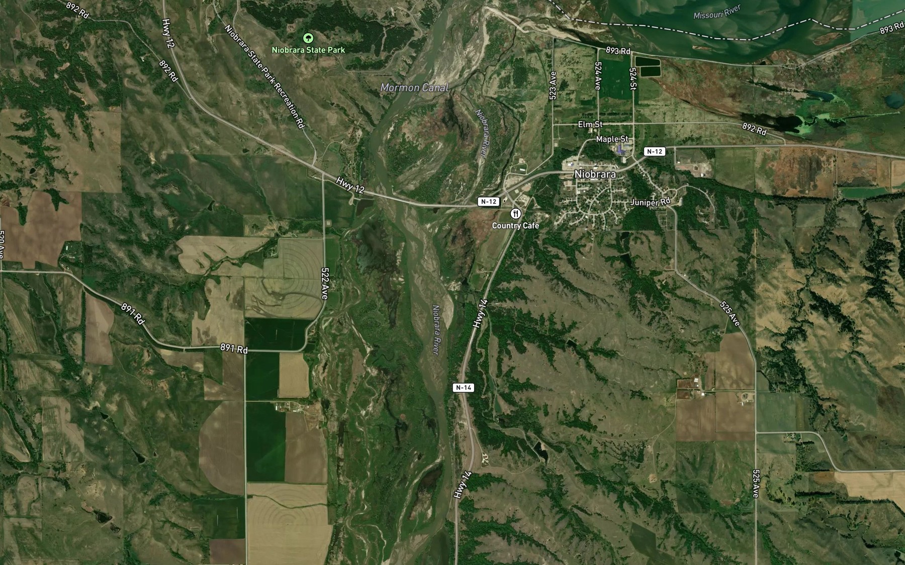 Satellite map of the Burgess Creek