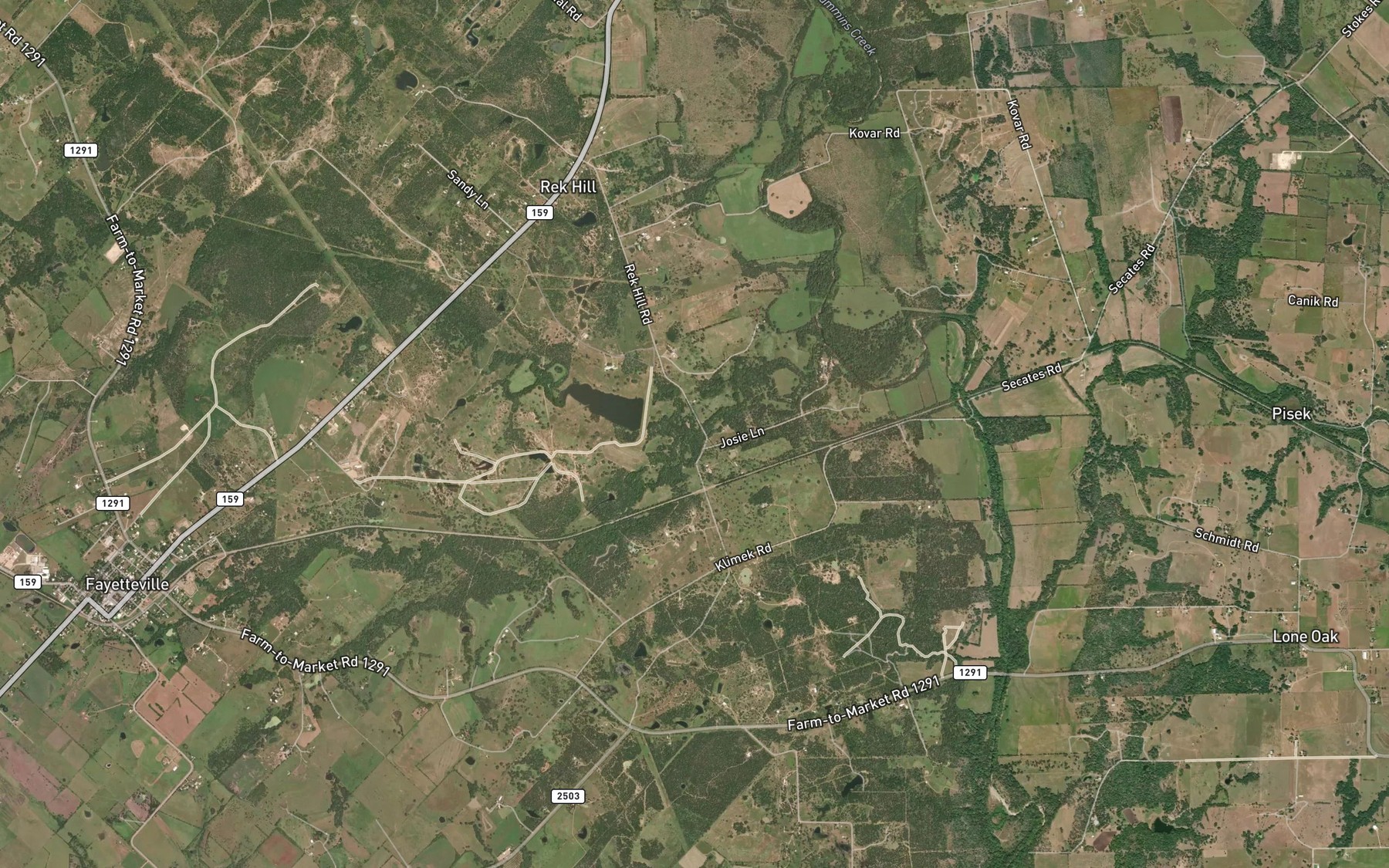 Satellite map of the Allen Creek