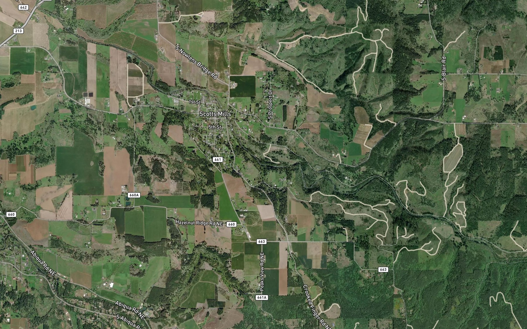 Satellite map of the Butte Creek