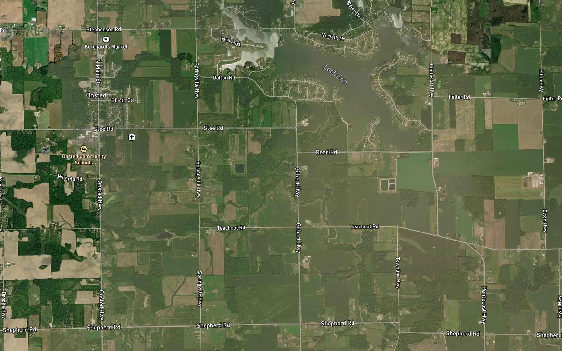 Satellite map of the Irish Creek
