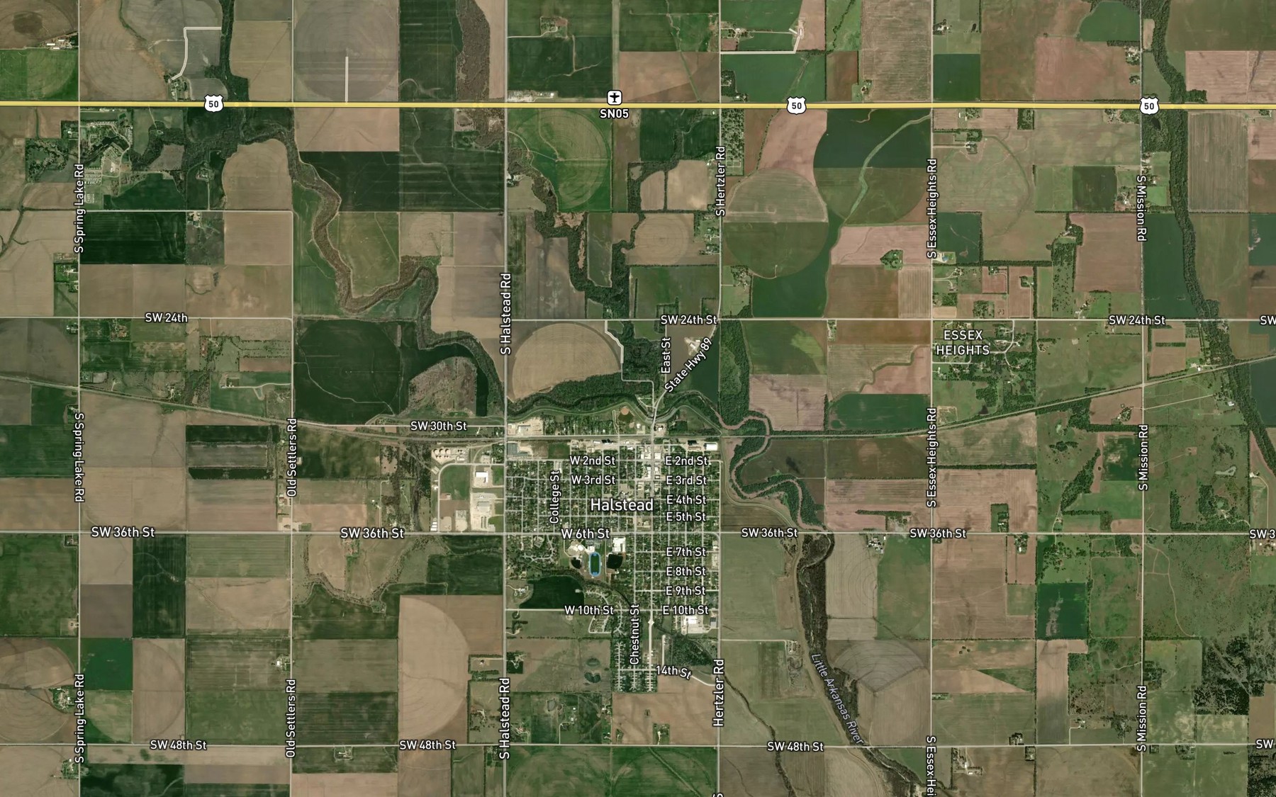Satellite map of the Black Kettle Creek