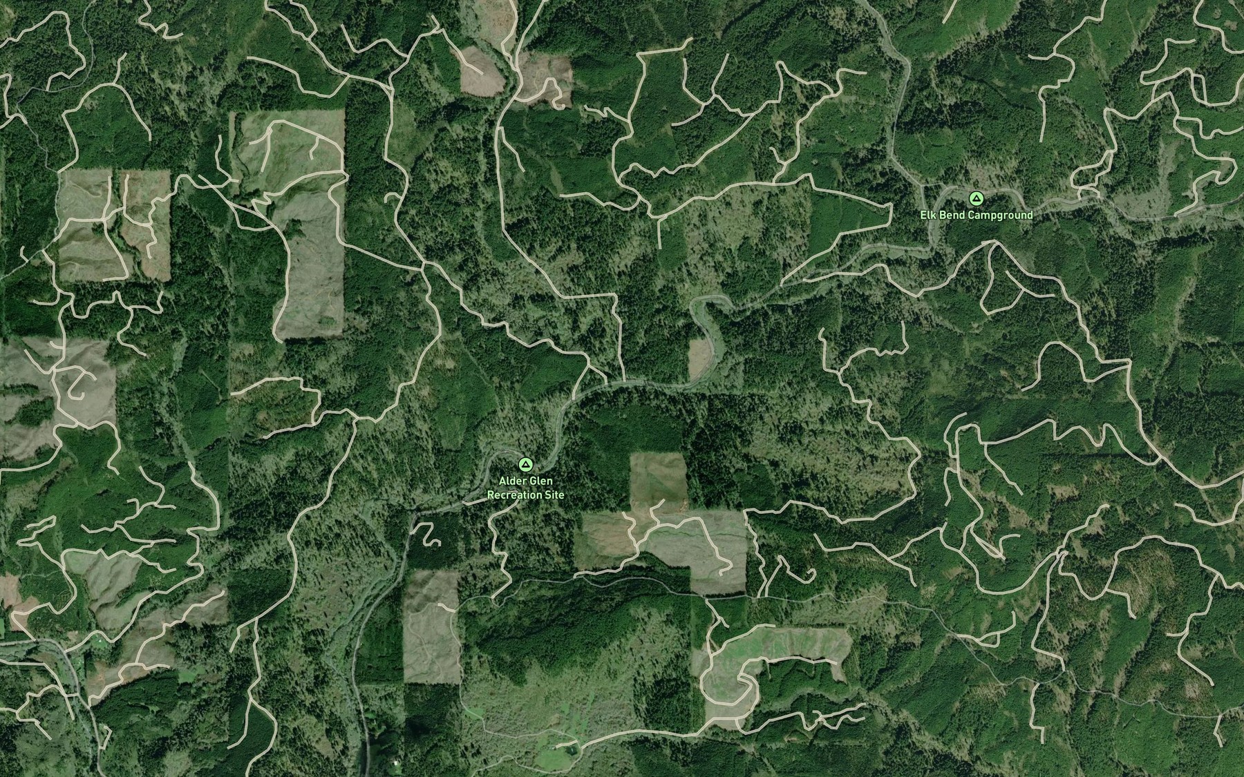 Satellite map of the Bear Creek