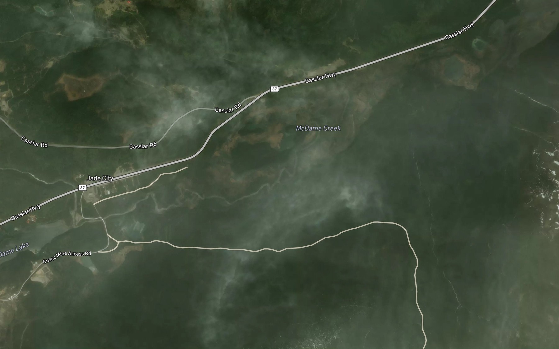 Satellite map of the Snowy Creek