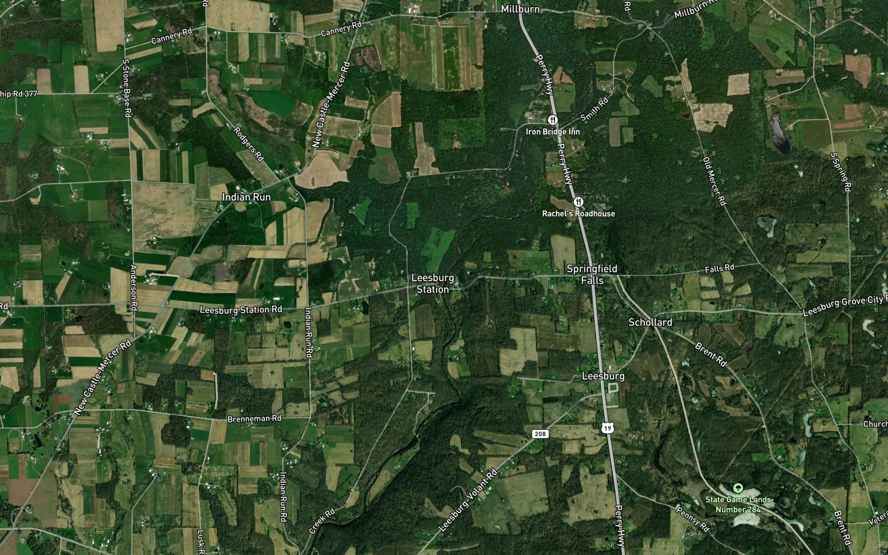 Satellite map of the Indian Run