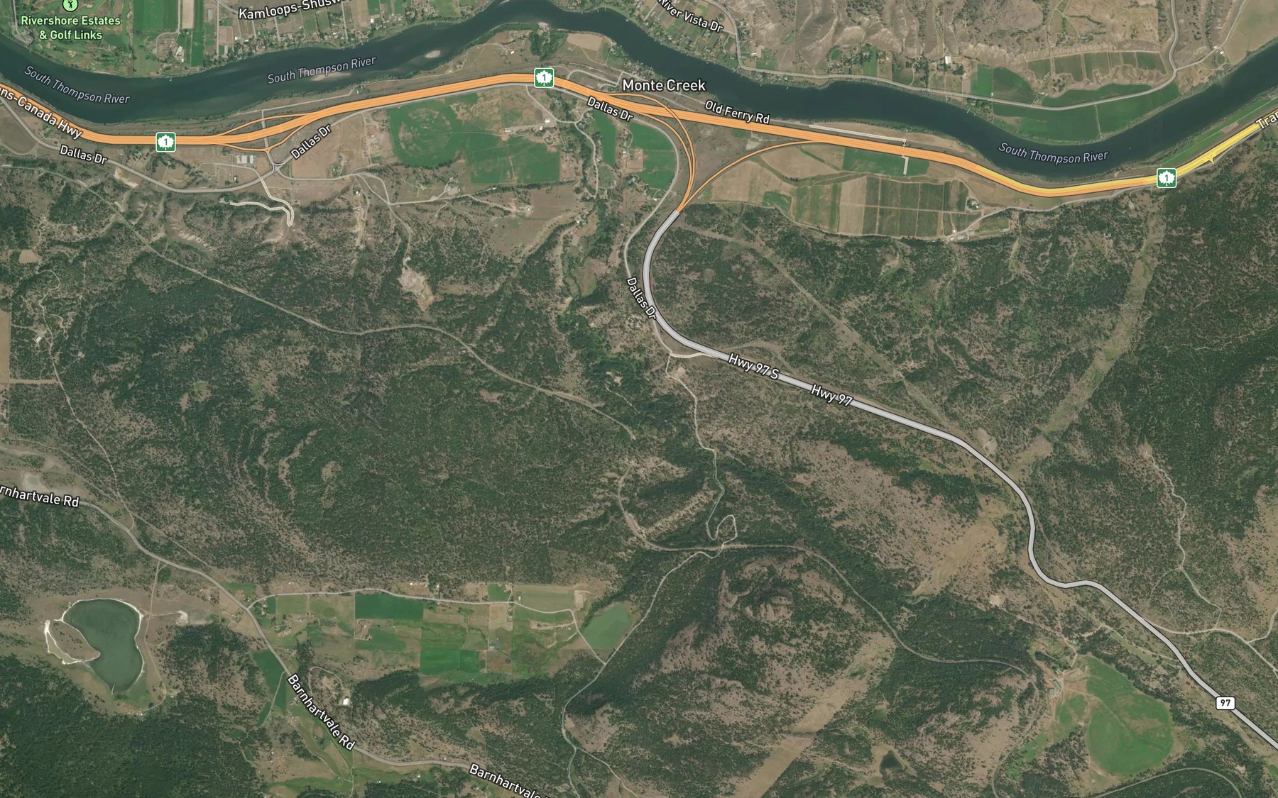 Satellite map of the Robbins Creek