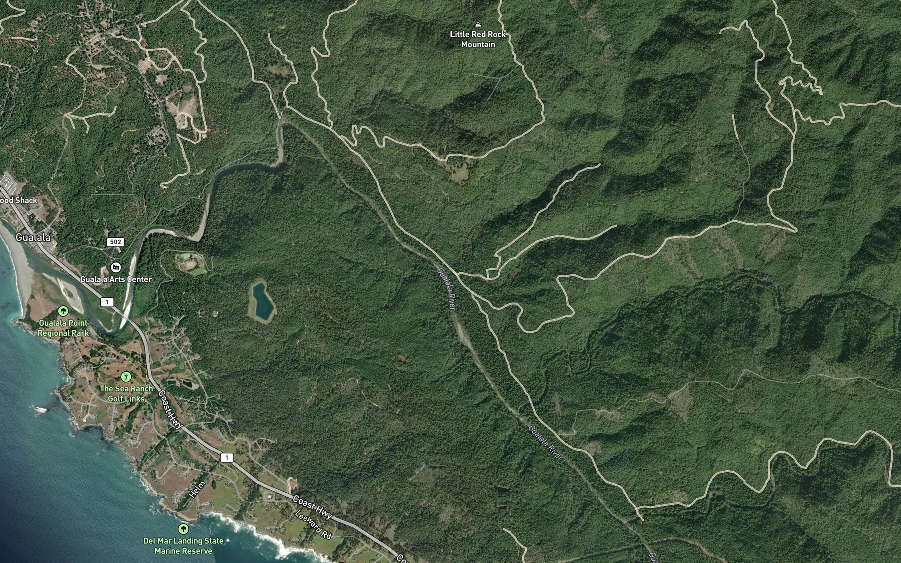 Satellite map of the Big Pepperwood Creek