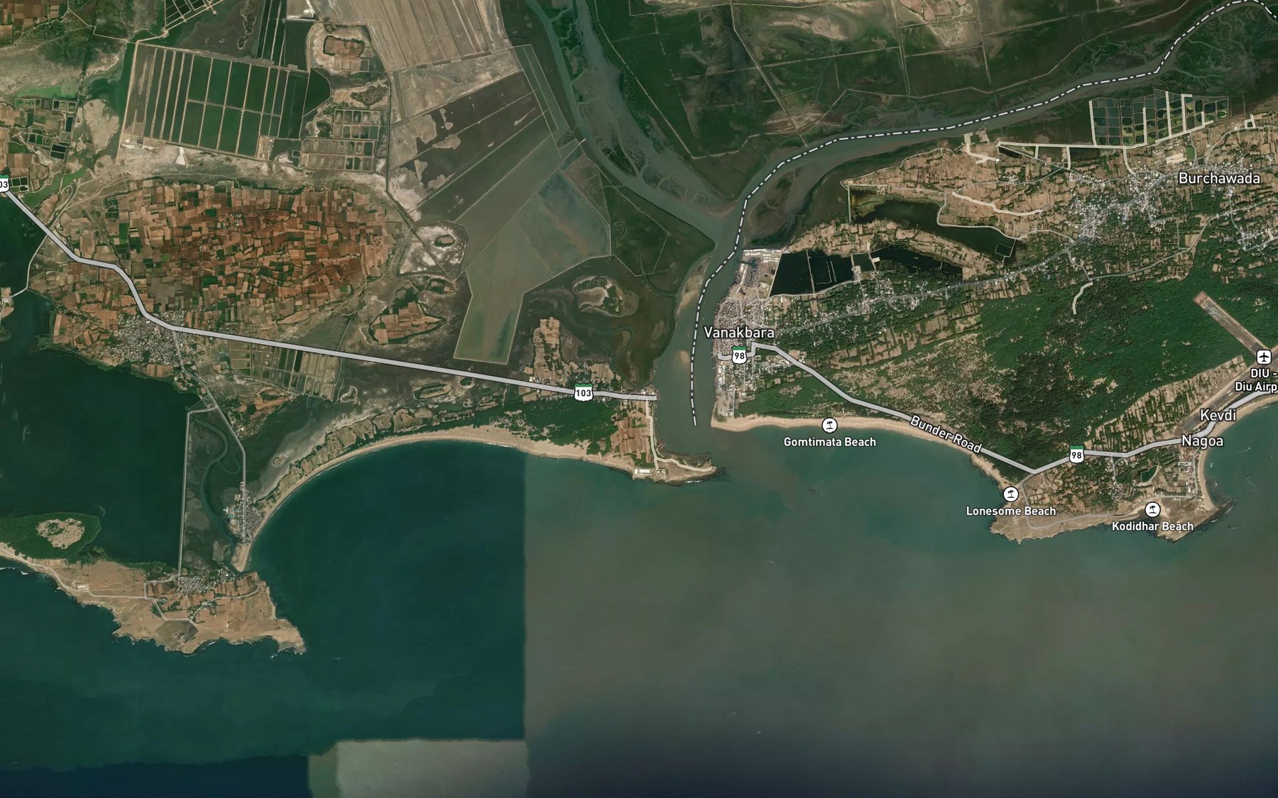 Satellite map of the Brancawaa Creek