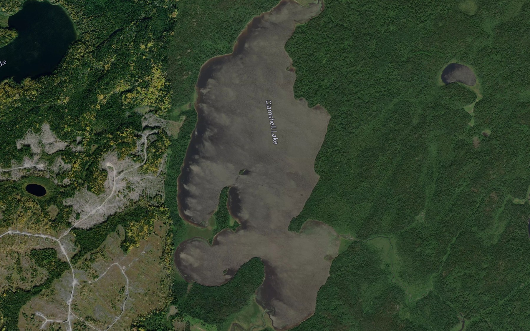Satellite map of the Clamshell Lake