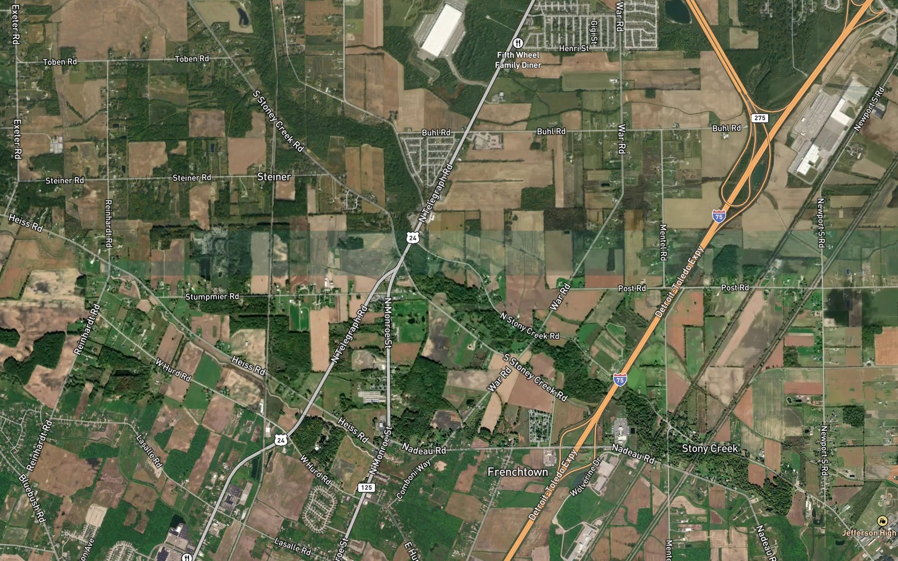 Satellite map of the Loranger Drain