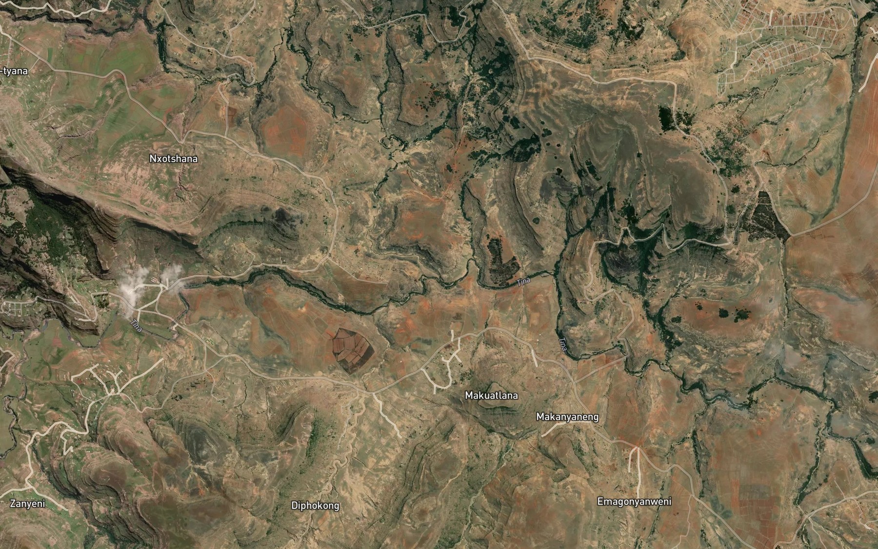 Satellite map of the Nxotshana