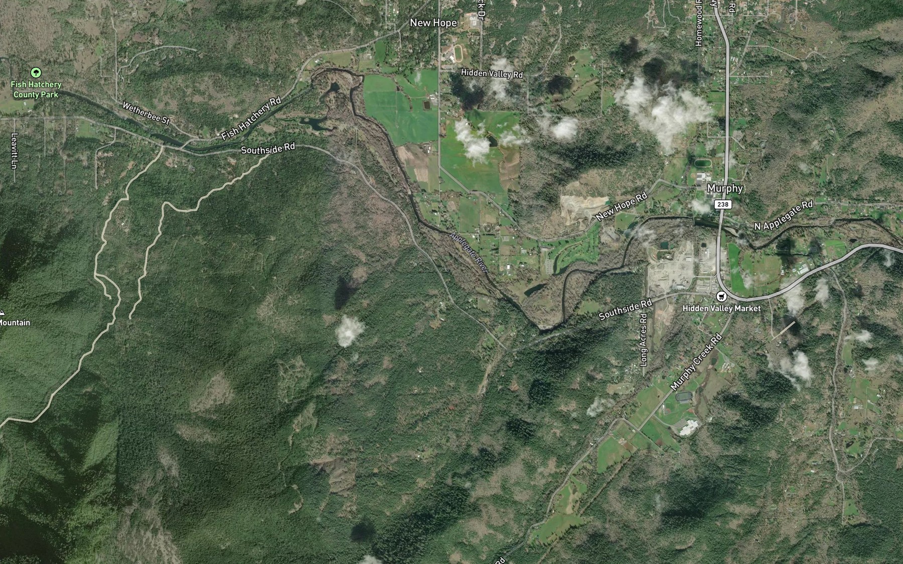 Satellite map of the Panther Creek