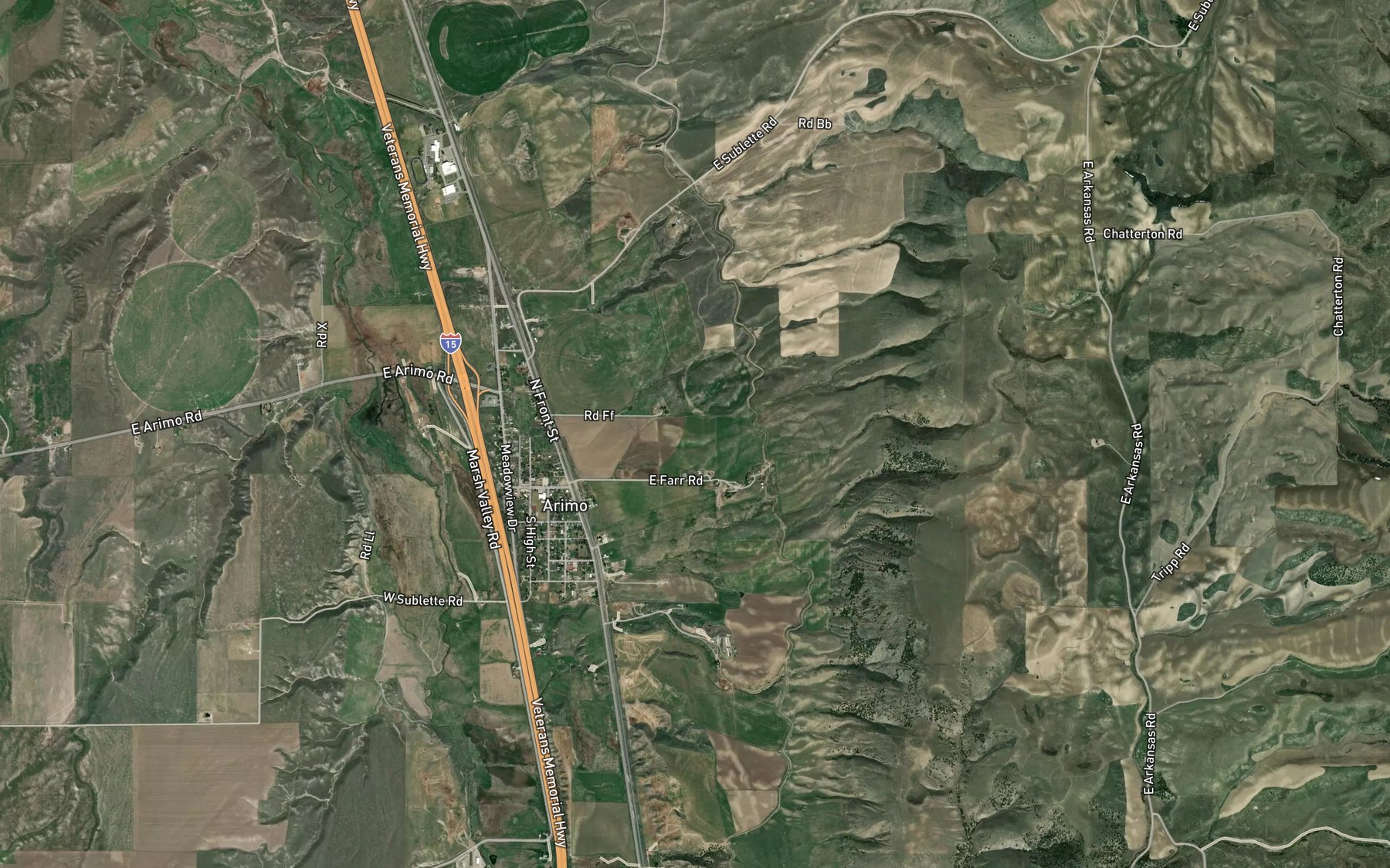 Satellite map of the Arimo Ditch