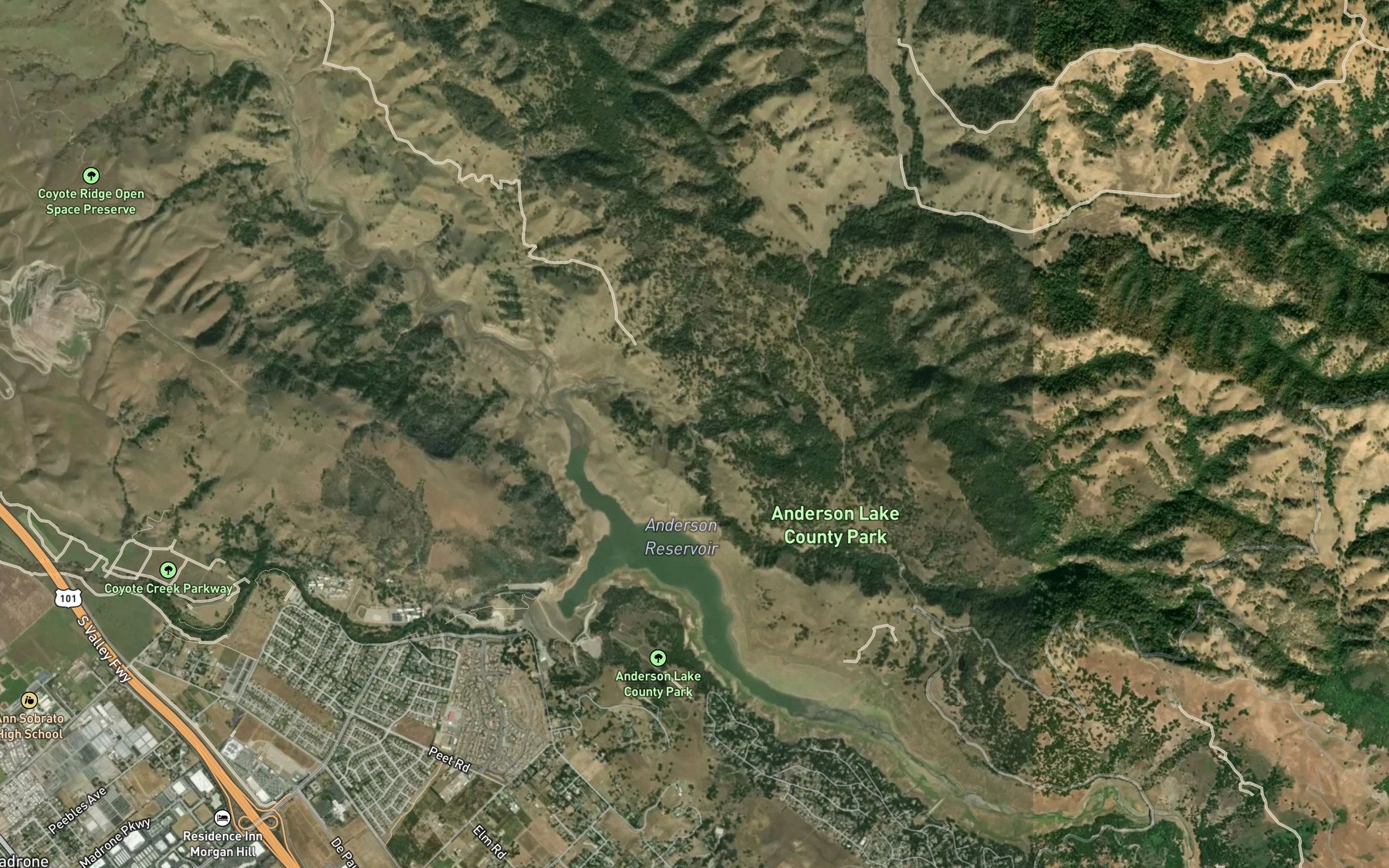 Satellite map of the Packwood Creek