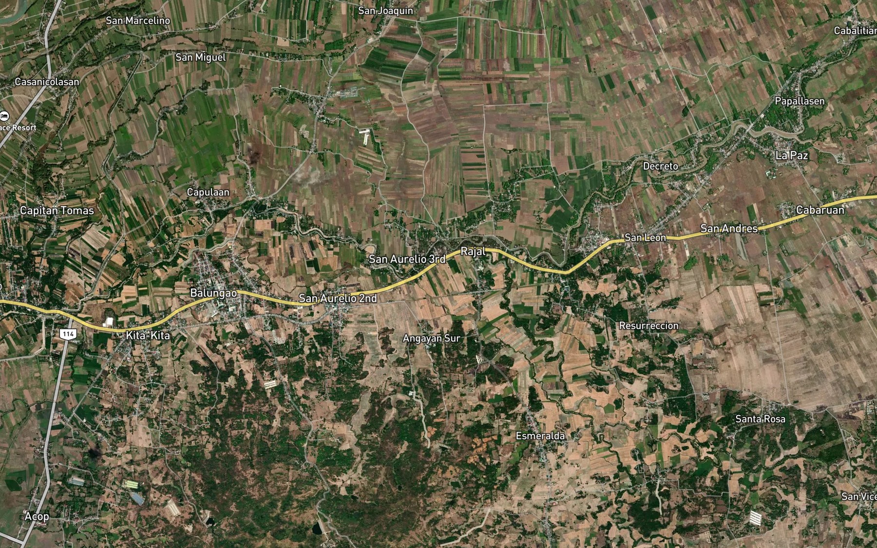 Satellite map of the San Leon Creek