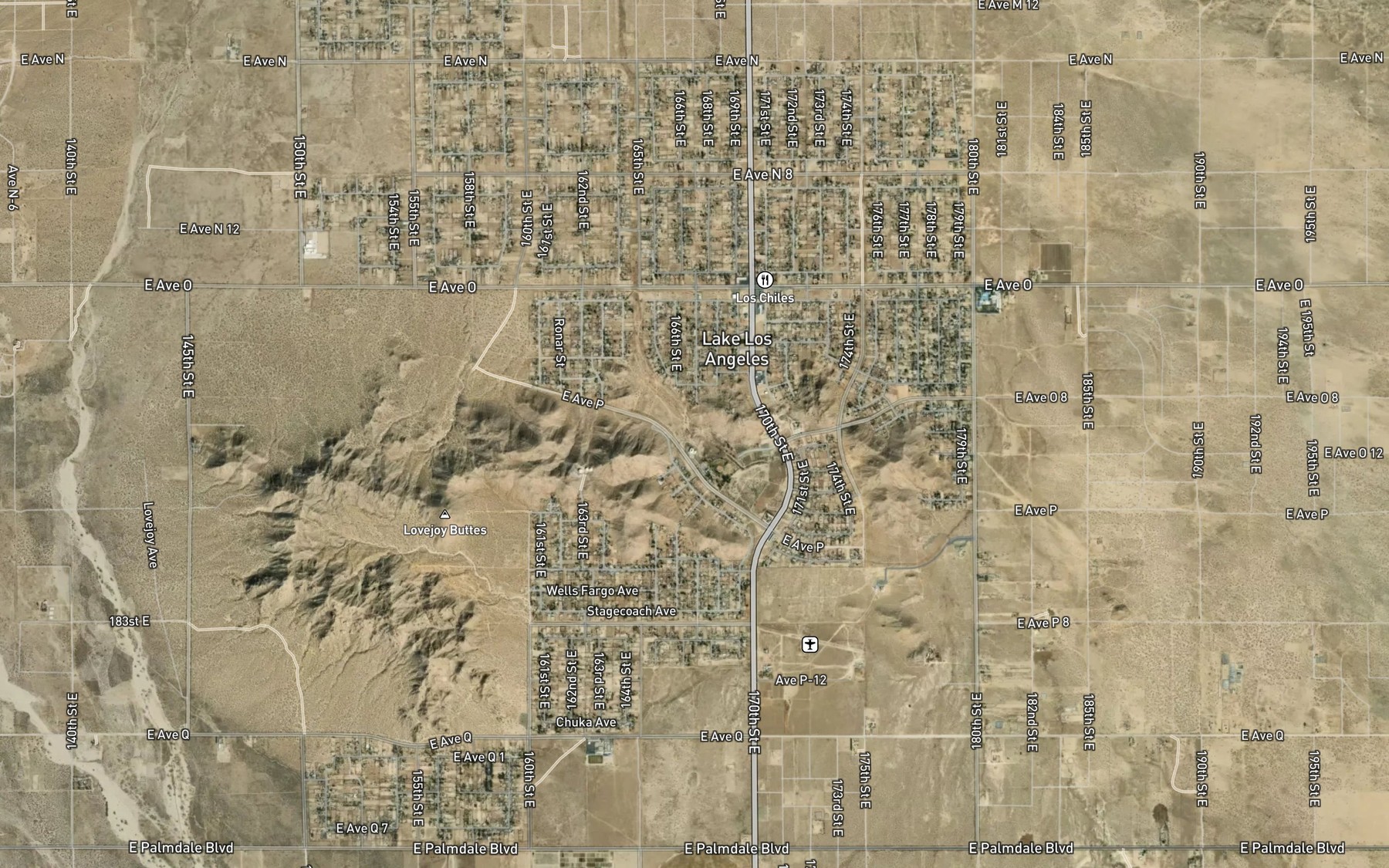 Satellite map of the Lovejoy Lake (historical)