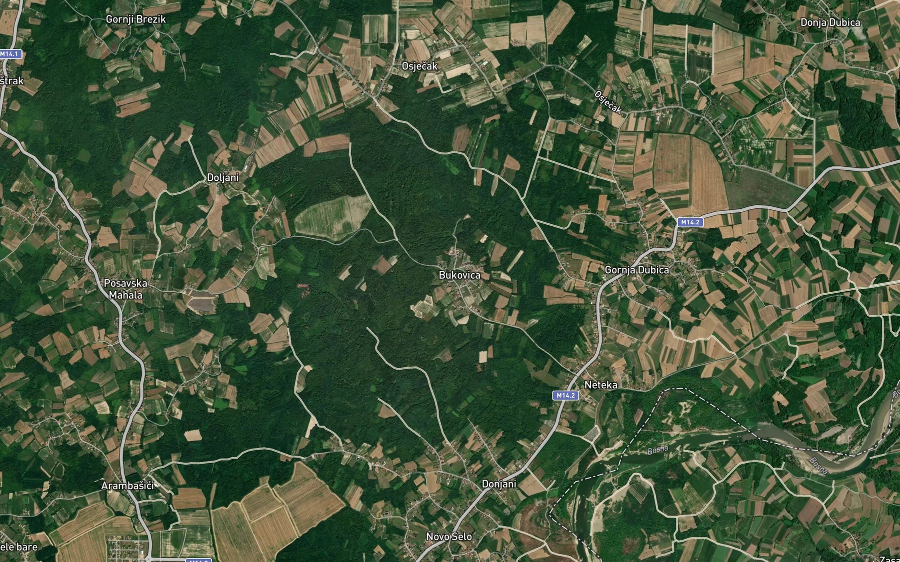 Satellite map of the Bukovica