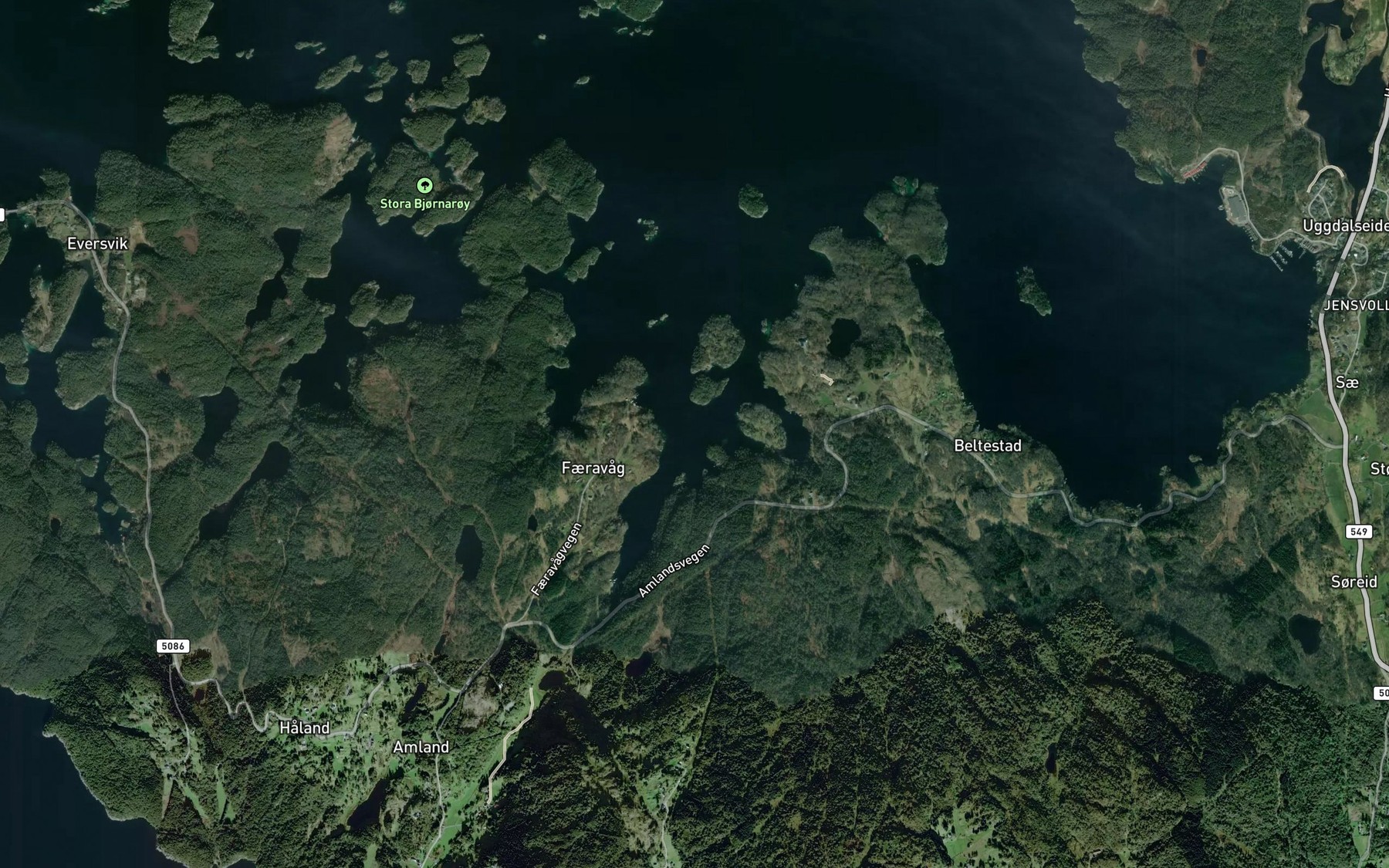 Satellite map of the Fjelevika