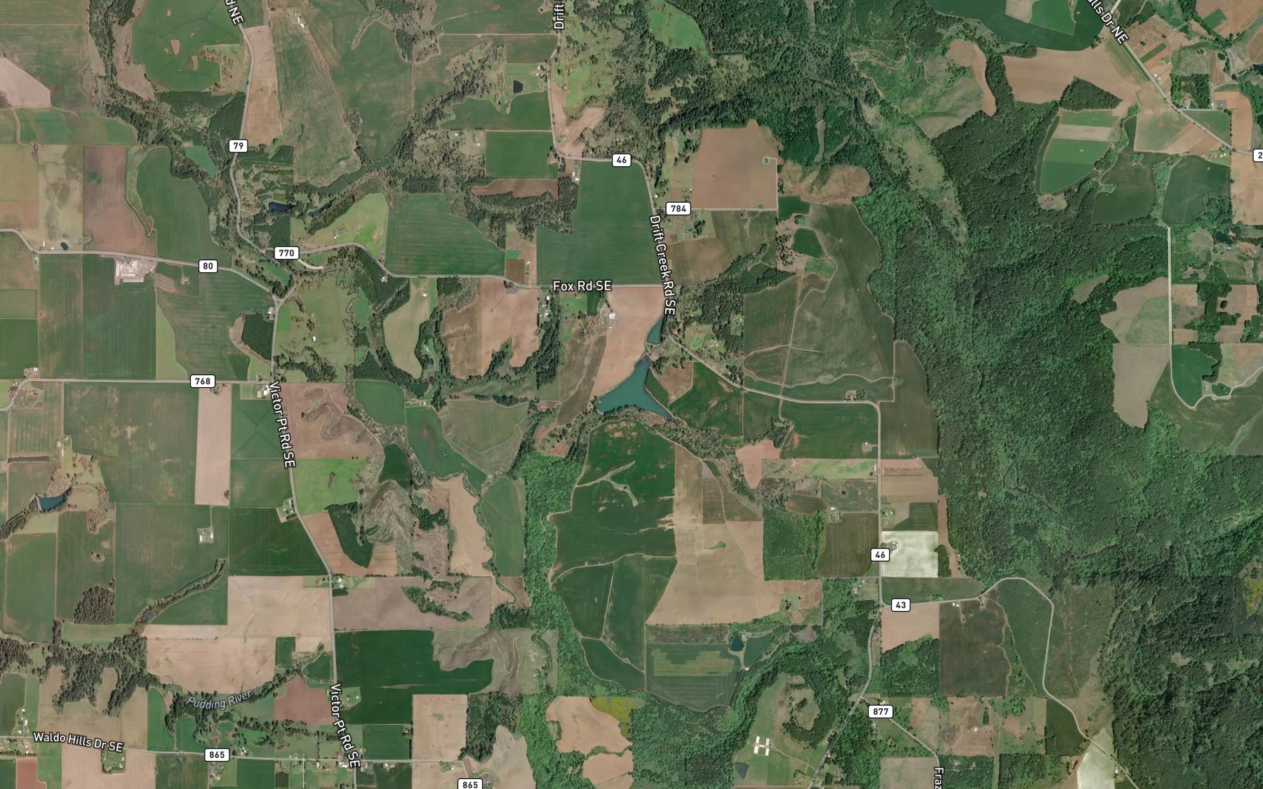 Satellite map of the Fox Reservoir