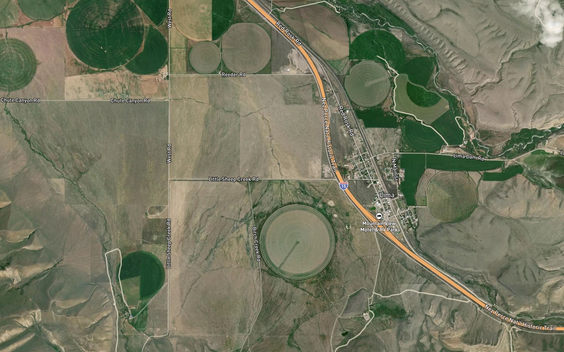 Satellite map of the Birch Creek