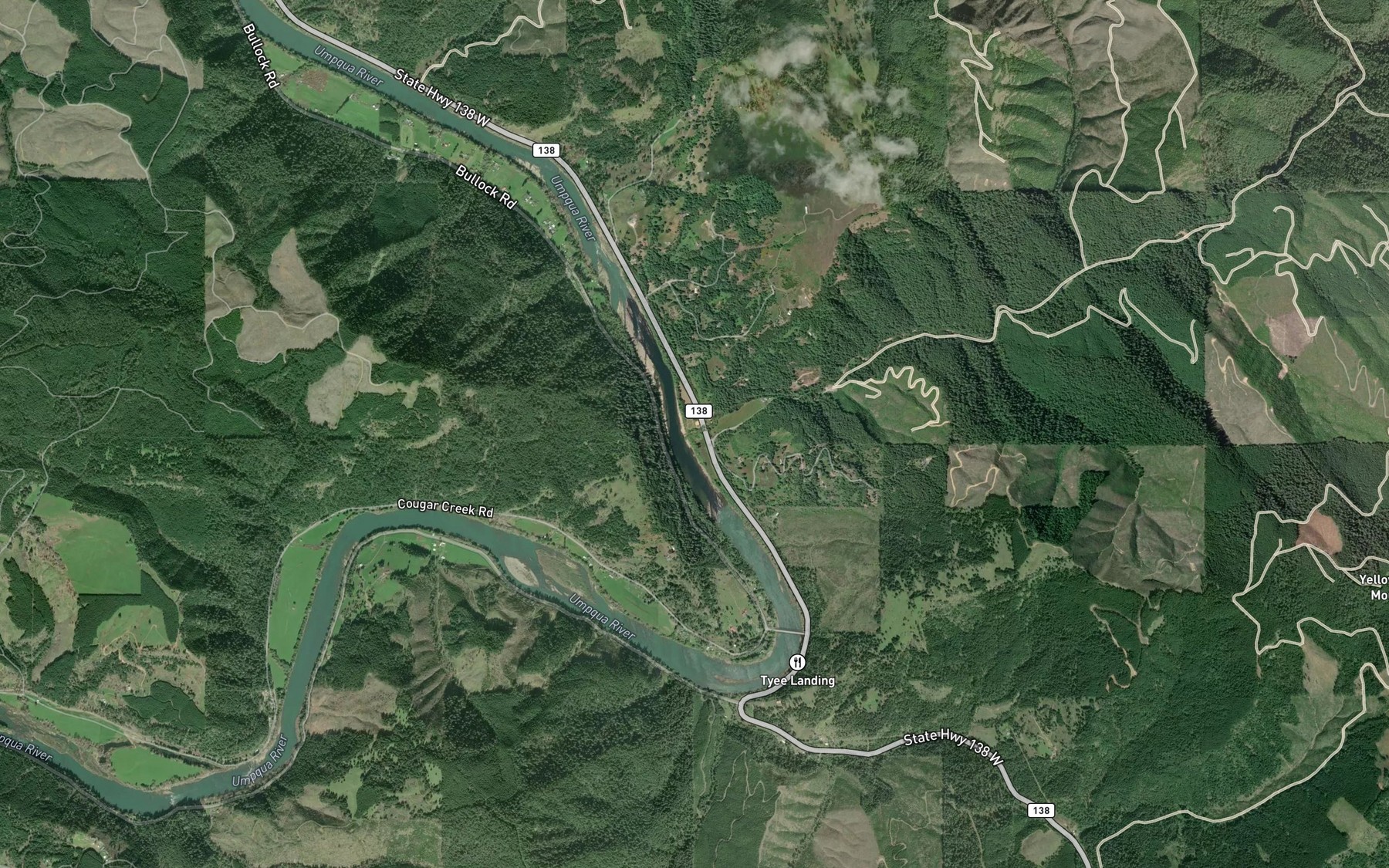 Satellite map of the Yellow Creek