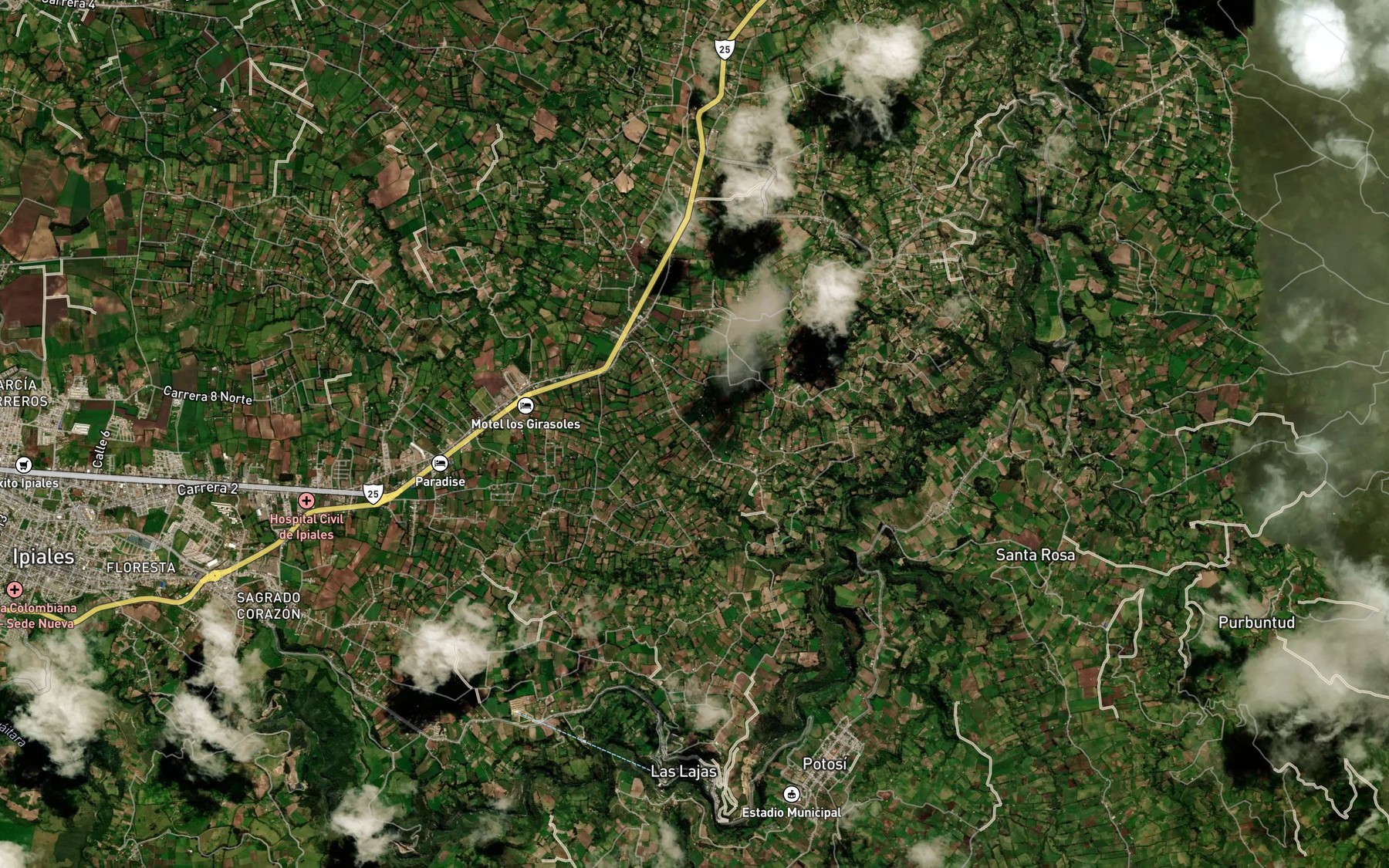 Satellite map of the Quebrada Frontales