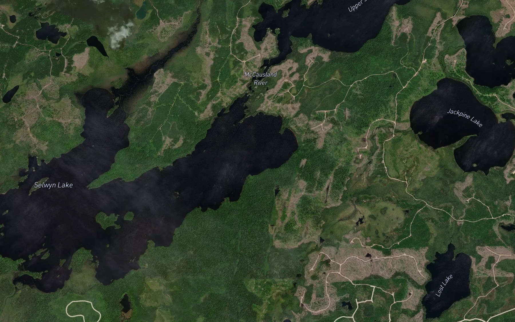 Satellite map of the McCausland River