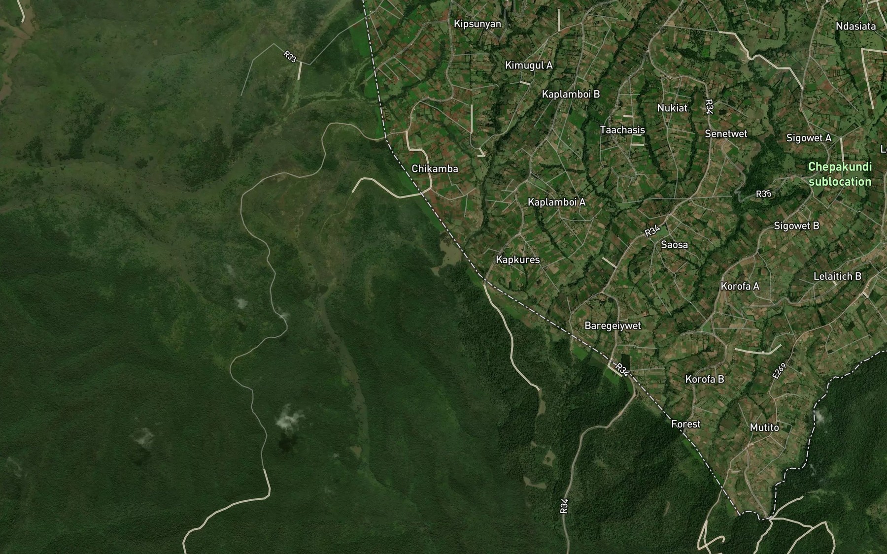 Satellite map of the Waimumu Creek