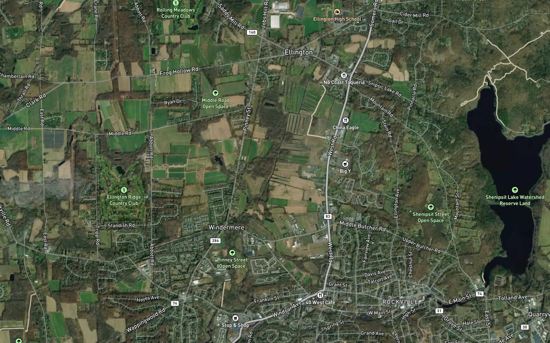 Satellite map of the Belding Brook