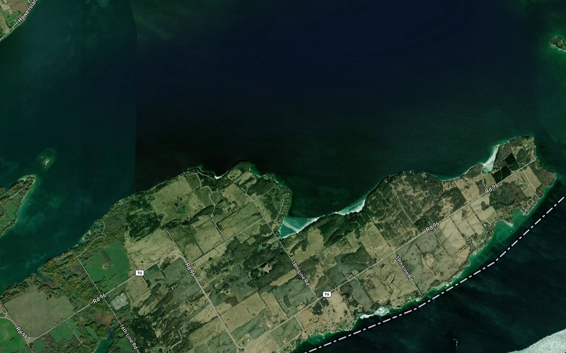 Satellite map of the Brakey Bay