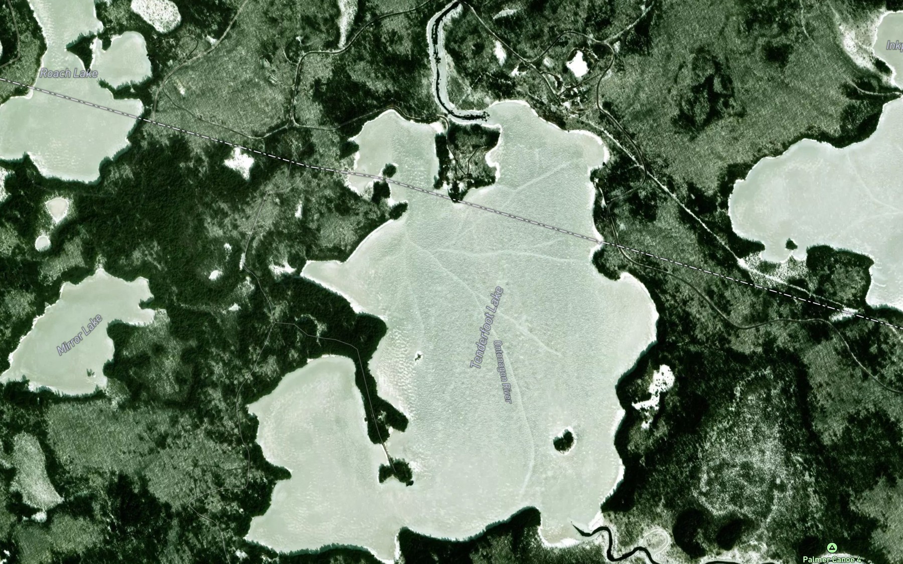 Satellite map of the Tenderfoot Lake