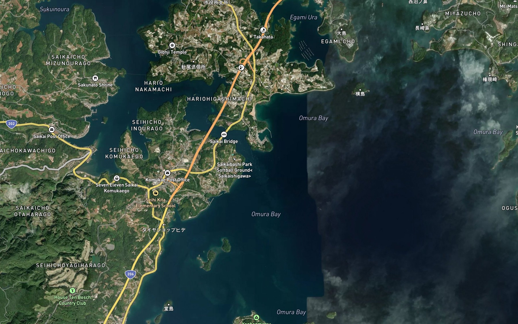 Satellite map of the Hario Seto