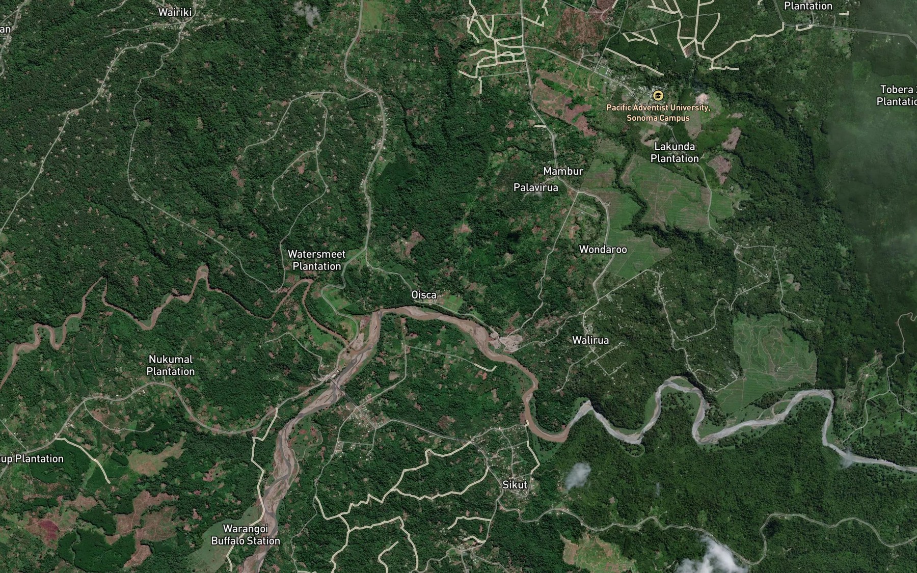 Satellite map of the Meiap Creek