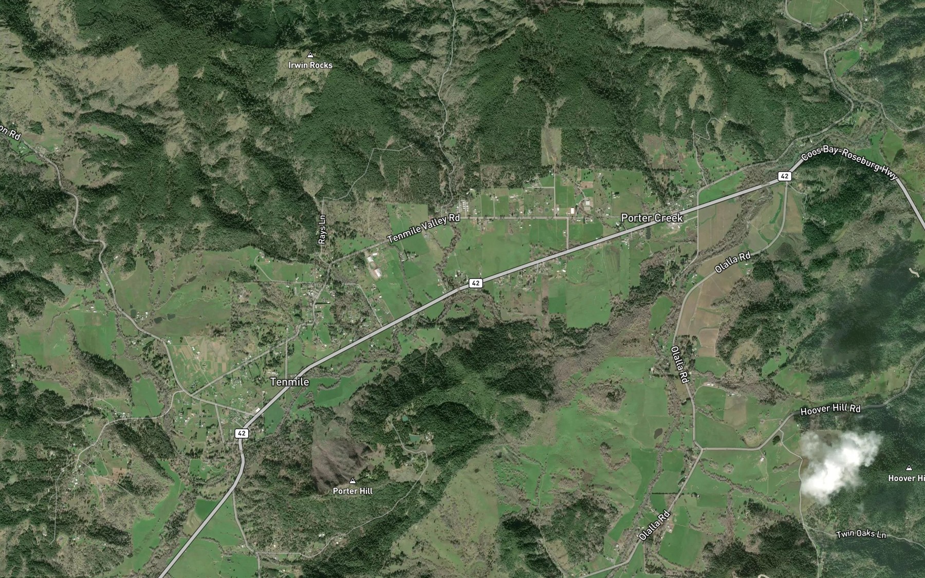Satellite map of the Porter Creek
